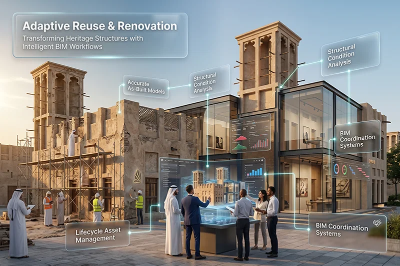 BIM model created from laser scan data for UAE renovation project
